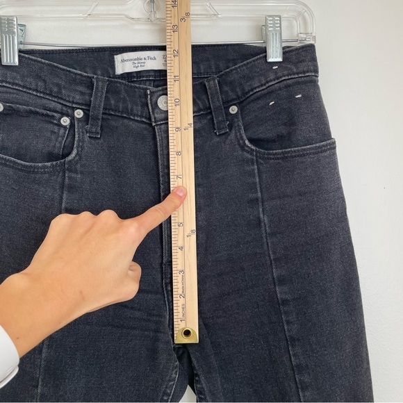 Abercrombie and Fitch The Skinny High Rise Black Jeans Split Hem size 27 solid - Picture 6 of 11